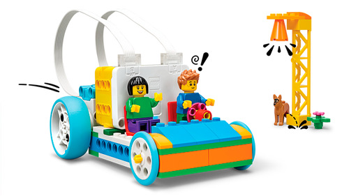 Små legofigurer som kör en bil - programmerbart lego